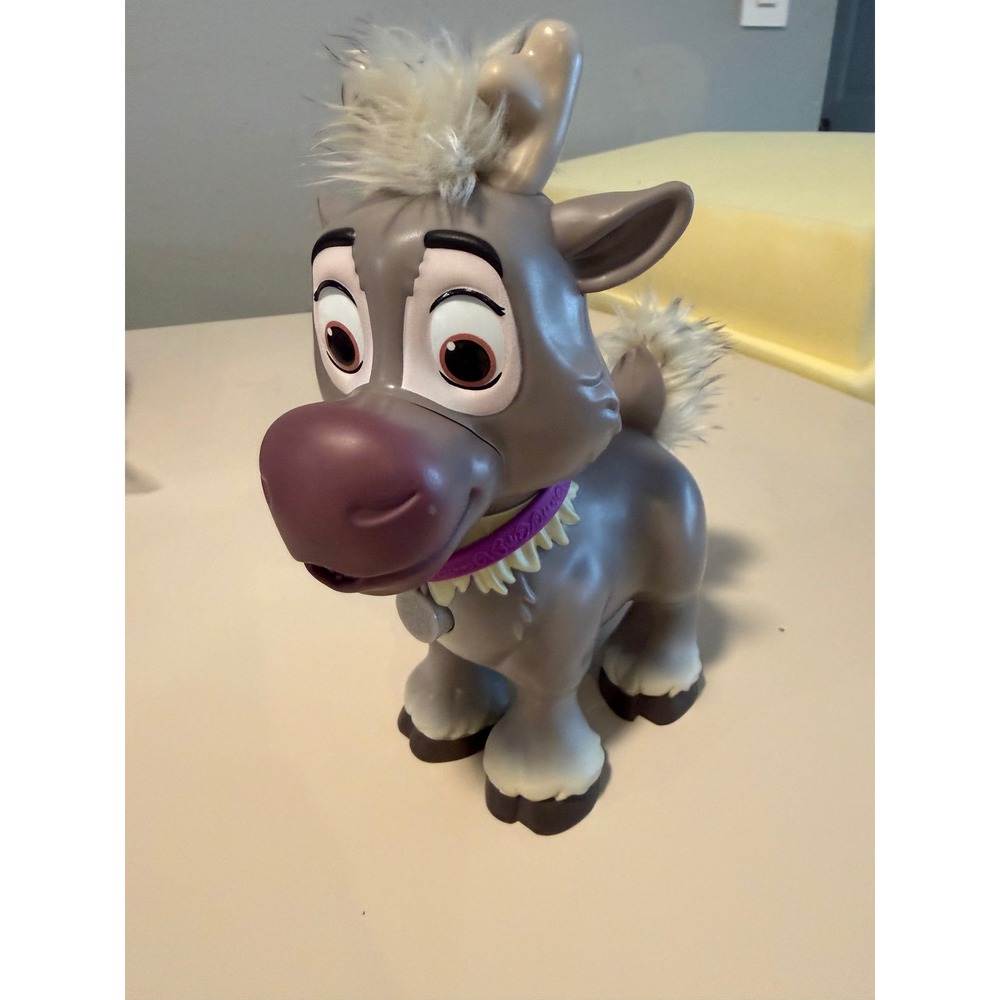 Disney Frozen Sven talking Reindeer Figure 8 Inch Grey Plastic Toy